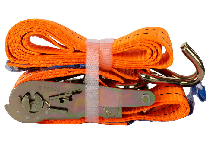 Set van vier UNITRAILER 2m/35mm/2t oranje transportbanden met spaninrichting
