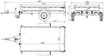 Enkelassige aanhanger met aluminium zijwanden 230x125 Unitrailer Garden 230 KIPP ALU met BIS-zijwanden, H-0 frame en blauwe afdekking