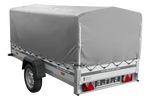Enkelassige aanhanger met aluminium zijwanden 264x125 Unitrailer Garden 264 KIPP ALU met H-800 frame en grijze afdekking