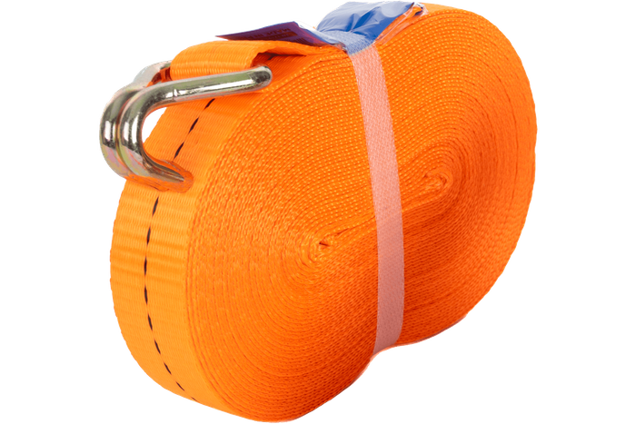 Set van vier UNITRAILER 12m/25mm/1t oranje transportbanden met spaninrichting