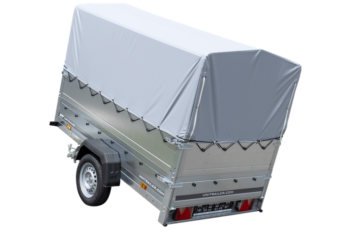 Autoaanhanger 230x125 UNITRAILER GARDEN 230 KIPP met BIS-zijwanden, H-800 frame en grijze afdekking