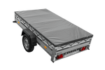 Enkelassige aanhanger met aluminium zijwanden 230x125 Unitrailer Garden 230 KIPP ALU met H-0 frame en grijze afdekking