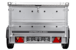 Enkelassige aanhangwagen op veren 230x125 UNITRAILER GARDEN 230/R KIPP met BIS zijwanden en aluminium afdekplaat