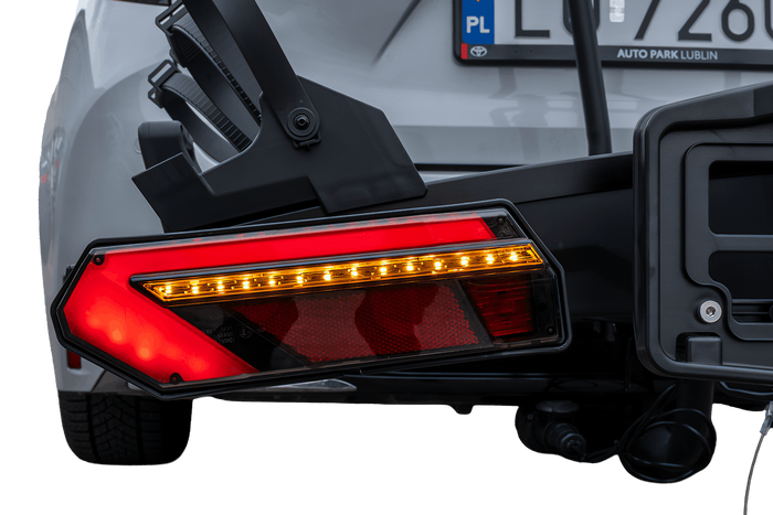 Inter Pack Velox 3 LED - opvouwbare fietsendrager voor op de trekhaak, geschikt voor 3 fietsen, met LED-verlichting (zwart)