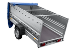 Enkelassige aanhanger op veren 264x125 UNITRAILER FORCE 264/R KIPP met BIS-zijwanden, H-0 frame en blauw dekzeil