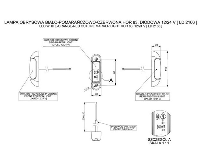 Set van vier HORPOL LD 2166 LED universele markeringslampen