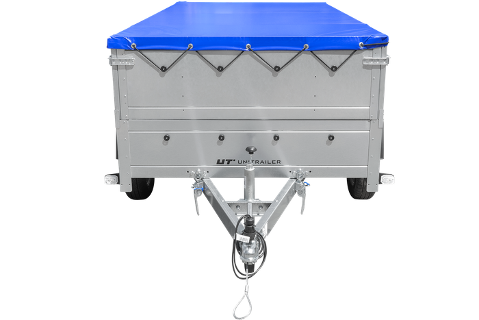 Twee-assige aanhanger 264x125 UNITRAILER GARDEN 264/2 KIPP met BIS zijwanden, H-0 frame en blauwe kap