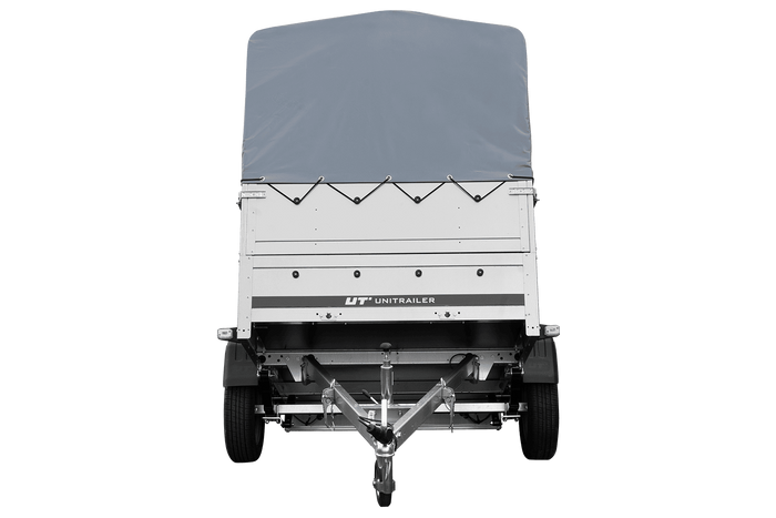 Lichte aanhangwagen op veren 200x125 UNITRAILER GARDEN 201/R KIPP met BIS zijwanden, H-800 frame en grijze afdekking