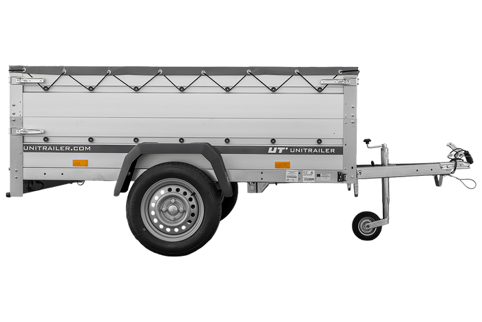 Autoaanhanger met aluminium zijwanden 200x125 Unitrailer Garden 201 KIPP ALU met BIS-zijwanden, H-0 frame en grijze afdekking