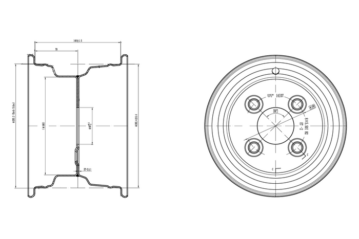 UNITRAILER stalen velg 5,5Ix8"H2 4x100 ET:-2