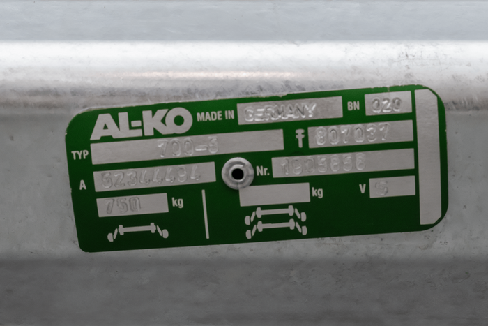 AL-KO OPTIMA ongeremde as voor 750kg aanhangwagen 1320mm 1660mm 4x100