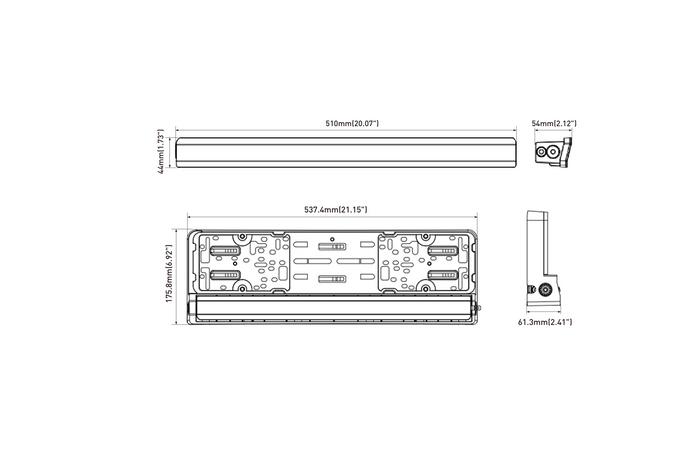 Kentekenplaathouder met LED-verlichting TT TECHNOLOGY TT.11013 rijlicht en positielicht 12/24V
