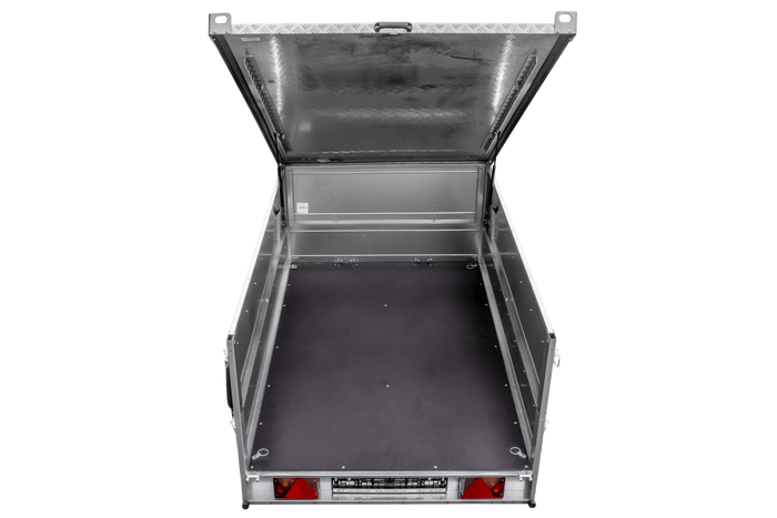 Lichte aanhangwagen op veren 200x125 UNITRAILER GARDEN 201/R KIPP met BIS zijwanden en aluminium deksel