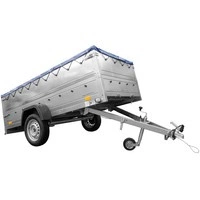 Enkelassige aanhangwagen op veren 264x125 UNITRAILER GARDEN 264/R KIPP met BIS zijwanden, H-0 frame en blauw dekzeil