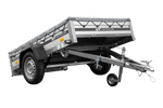 Enkelassige aanhanger op veren met aluminium zijwanden 200x125 Unitrailer Garden 201/R KIPP ALU met H-0 frame en grijze afdekking