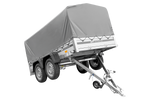 Tweeassige aanhanger met aluminium zijwanden 264x125 Unitrailer Garden 264/2 KIPP ALU met H-800 frame en grijze afdekking
