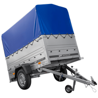 Tuinaanhanger 200 Kipp met neuswiel, BIS zijkanten, H-800 frame en blauwe hoes