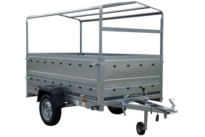 Autoaanhanger 230x125 UNITRAILER GARDEN 230 KIPP met BIS-zijwanden, H-800 frame en grijze afdekking