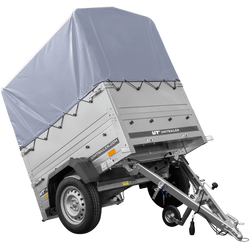 Unitrailer trailer GARDEN TRAILER 150 KIPP met steunwiel, bis zijkanten en H-800 frame met grijze kap