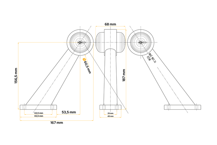 WAŚ 263/I universele markeringslamp op een rubberen arm