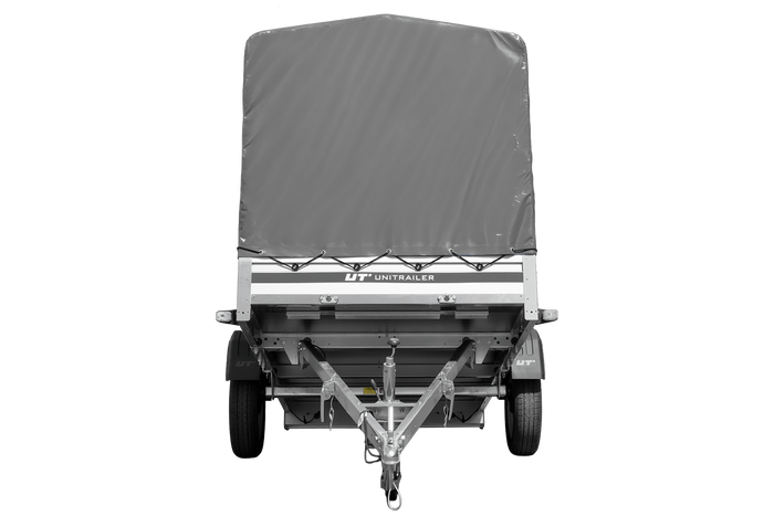Autoaanhanger met aluminium zijwanden 264x125 Unitrailer Garden 264 KIPP ALU met H-1100 frame en grijze afdekking