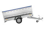 Enkelassige aanhanger op veren 264x125 UNITRAILER FORCE 264/R KIPP met BIS-zijwanden, H-0 frame en blauw dekzeil