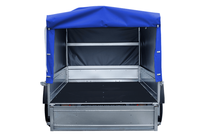 Lichte aanhanger 230x125 UNITRAILER GARDEN 230 KIPP met H-800 frame en blauwe hoes
