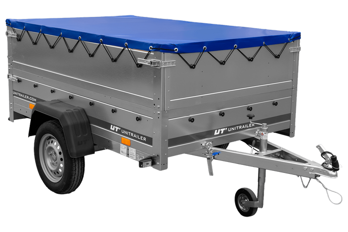 Autotrailer 200x125 UNITRAILER GARDEN 201 KIPP met BIS-zijwanden en blauw dekzeil