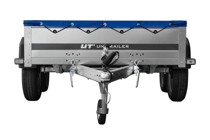 Twee-assige aanhanger 264x125 UNITRAILER GARDEN 264/2 KIPP met H-0 frame en blauw dekzeil