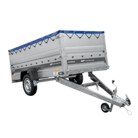 Lichte aanhanger 264x125 UNITRAILER FORCE 264 KIPP met BIS-zijwanden, H-0 frame en blauwe afdekking