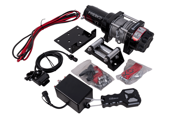 Elektrische lier voor PRESKO T-REX 3.5 12V 1590kg aanhanger met 12m stalen kabel