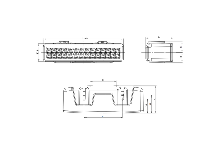 Achteruitrijlamp WAŚ W101 750 LED universeel