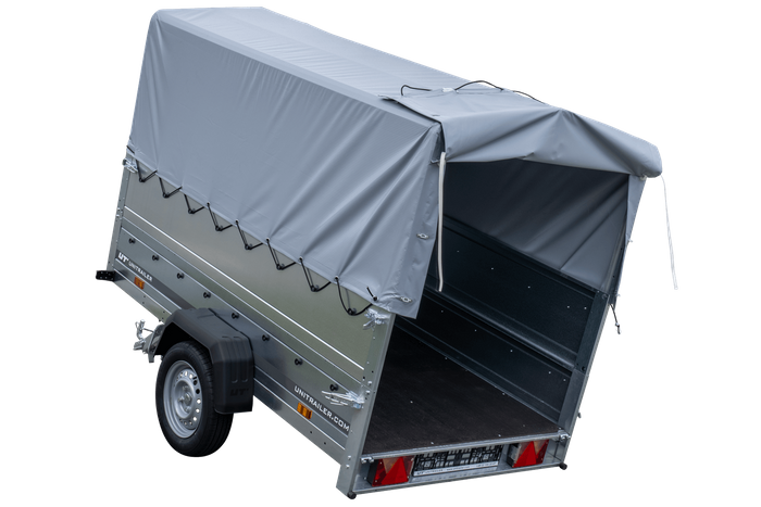 Autoaanhanger 230x125 UNITRAILER GARDEN 230 KIPP met BIS-zijwanden, H-800 frame en grijze afdekking