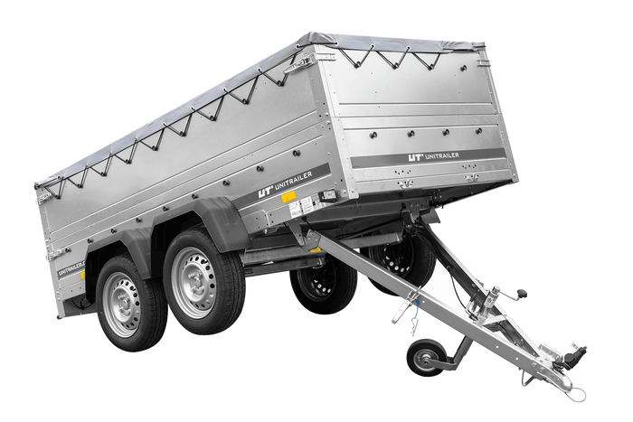 Twee-assige aanhanger 264x125 UNITRAILER GARDEN 264/2 KIPP met BIS zijwanden, H-0 frame en grijze kap