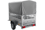 Autoaanhanger 200x106 UNITRAILER GARDEN 200 KIPP met gaaswanden, H-800 frame en grijze afdekking