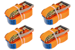Set van vier UNITRAILER 10m/50mm/5t oranje transportbanden met spaninrichting