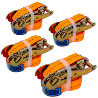 Set van vier UNITRAILER 4m/25mm/1t oranje transportbanden met spaninrichting