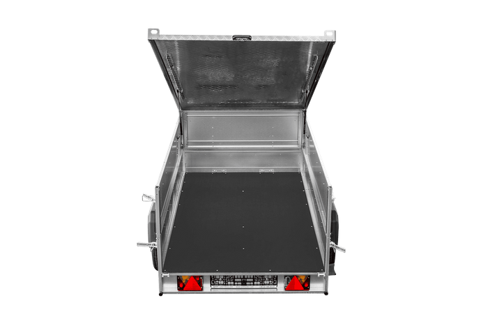 Enkelassige aanhanger 230x125 UNITRAILER GARDEN 230 KIPP met BIS-zijwanden en aluminium afdekking