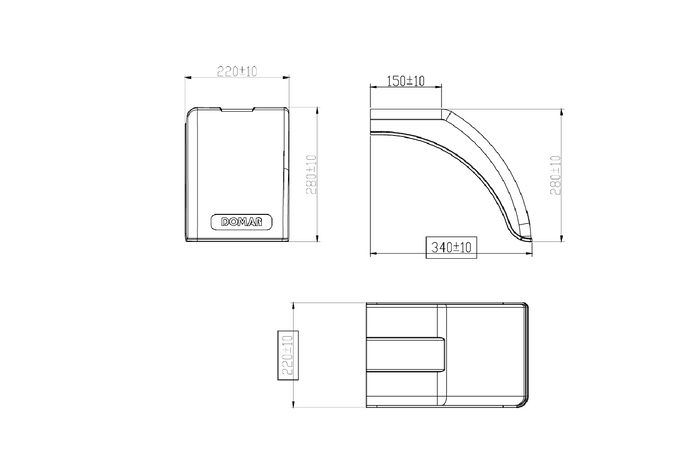 Rechter spatbordhelft voor aanhanger DOMAR DR1012502 wielkast 340/220mm