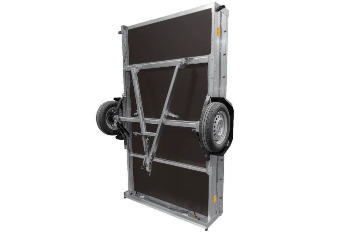 Lichte aanhanger op veren 264x150 UNITRAILER GARDEN 265/R KIPP met gaaswanden, H-0 frame en blauwe hoes