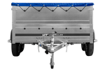 Tweeassige aanhanger 264x150 UNITRAILER GARDEN 265/2 KIPP met BIS-zijwanden, H-0 frame en blauwe afdekking