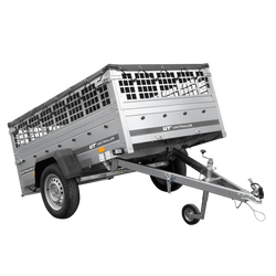 Autoaanhanger 200x125 UNITRAILER GARDEN 201 KIPP met gaaswanden, H-0 frame en grijze afdekking