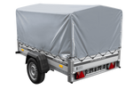 Autoaanhanger op veren met aluminium zijwanden 200x125 Unitrailer Garden 201/R KIPP ALU met H-800 frame en grijze afdekking