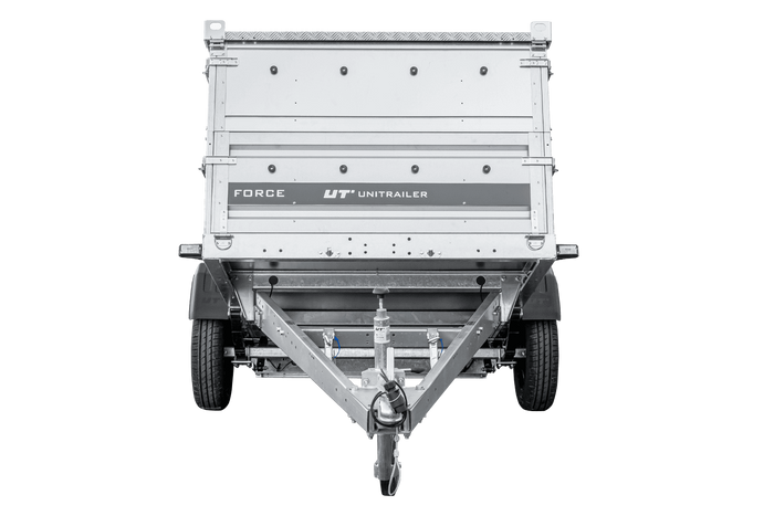 Enkelassige aanhanger op veren 230x125 UNITRAILER FORCE 230/R KIPP met BIS-zijwanden en aluminium afdekking