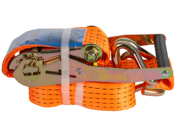 Set van vier UNITRAILER 3m/50mm/5t oranje transportbanden met spaninrichting
