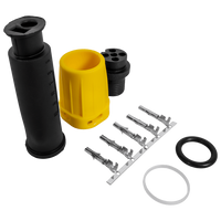 MANTES waterdichte connector voor achterlichten van aanhangers, bajonetsluiting, 5-pins, geel, links 