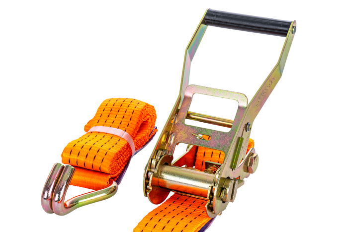 Set van vier UNITRAILER 2m/50mm/5t oranje transportbanden met spaninrichting