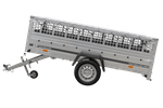 Enkelassige aanhangwagen 264x125 UNITRAILER GARDEN 264 KIPP met gaaswanden en grijs dekzeil