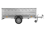 Enkelassige aanhangwagen op veren 264x125 UNITRAILER GARDEN 264/R KIPP met BIS zijwanden, H-0 frame en grijs zeil