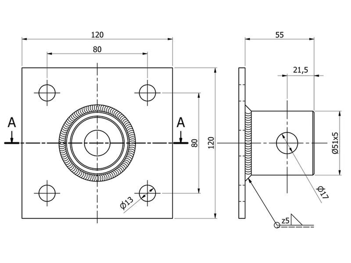 Adapter voor SIMOL krukassteun S.29317 beugel voor hefinrichting S.170033